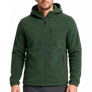 Sweat à capuche classique pour homme en molleton vert foncé avec poche poitrine et poches latérales zippées pour les activités de plein air - Product Image 1