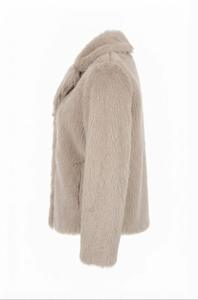 Chaqueta de Mujer de Piel Sintética Beige, Chaqueta Corta de Felpa con Frente Abierto, Abrigo de Invierno Suave y Cálido, Ropa Exterior Informal - Product Image 4