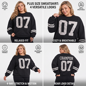 Custom Printed Plus Size Sweatshirt Ladies Long Sleeve French Terry Top Winter Wear Loosed Sports Tee Women Plus Size Sweat Tee - Product Image 5