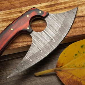 Cuchillo Ulu de Acero de Damasco Hecho a Mano Personalizado, Mango de Madera ODM/OEM, Funda de Cuero Genuino, Cuchillos de Cocina para Chef, Cuchillos de Corte DIY - Product Image 4