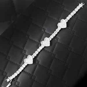 Pulsera de Moissanita VVS con Corte Baguette en Forma de Corazón, 16mm, Plata de Ley 925 Bañada en Oro, para Mujer, con Dije de Corte Brillante Cubano de 15mm, Diamante Dvars - Product Image 1