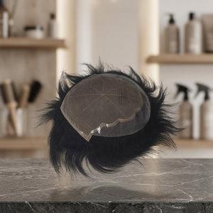 Perruque en cheveux humains modèle Q6 pour hommes, toupet pour hommes, patch capillaire blanc à la plus faible densité pour hommes, boutique en ligne Alibaba, cheveux humains bruts - Product Image 6