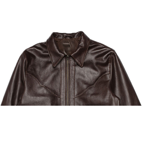 Veste d'hiver en cuir 100% de qualité supérieure pour hommes, fermeture éclair avec logo sur le devant, imperméable, coupe-vent, doublure en laine chauffante, OEM - Product Image 2