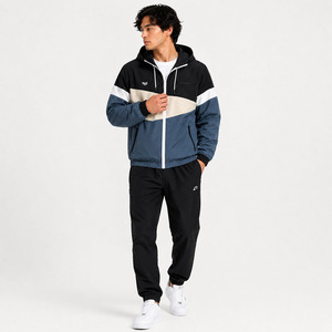 Customized Hooded Nylon Windbreaker <b>Men's</b> <b>Jackets</b> OEM Lightweight <b>Waterproof</b> Color Block Zip Up Outerwear Wholesale Manufacturer - Product Image 5