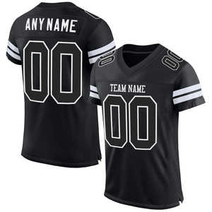 Custom Black Silver and White Mesh Authentic <b>Football</b> Jersey Breathable Athletic Mesh Polyester Teamwear Custom Name Number - Product Image 1