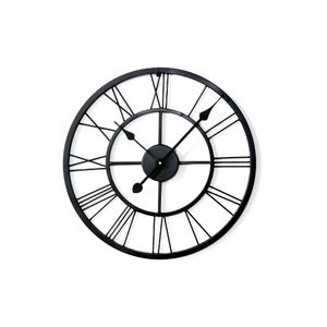 Stylish <b>Large</b> Round Industrial Metal & Wood Combo Wall <b>Clock</b> for Living Room Home Office Battery Powered - Product Image 1