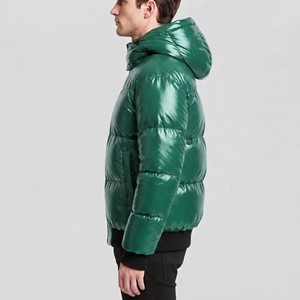 Veste matelassée à capuche verte pour homme, imperméable, enduite de PU, manteau d'hiver décontracté, fermeture éclair épaisse, coupe régulière - Product Image 6