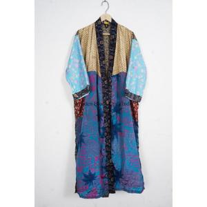 Kimono de Talla Única con Estampado Floral Vintage, Saari de Seda con Parches, Elegante y Casual, con Cierre de Cordón, Suave, Transpirable y Sexy, de Longitud Completa - Product Image 5