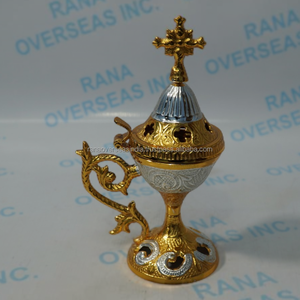 Quemador de Incienso de Latón Hecho a Mano, Incensario Religioso Decorativo para Iglesia, Templo, Sala de Oración, Meditación y Uso en el Altar del Hogar - Product Image 2