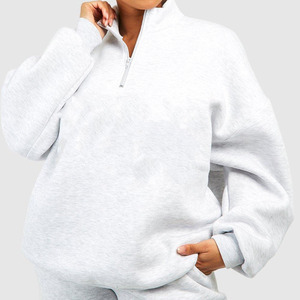 Ensemble de survêtement gris grande taille pour femme, sweat-shirt à fermeture éclair quart de tour et pantalon long, coupe ample, couleur unie, tenue décontractée pour l'automne - Product Image 5