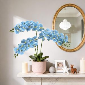 THAF-018 Venta al por Mayor de Tallos de Orquídea Phalaenopsis Artificiales Realistas al Tacto, Orquídea de Látex Azul para Decoración de Hogar, Bodas y Hoteles - Product Image 2