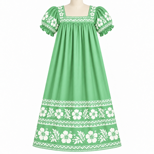 Nuevo Vestido Mumu Polinesio Micronesio con Estampado Floral, Cintura Natural, Manga Corta, Alta Calidad, Estilo Casual - Product Image 2