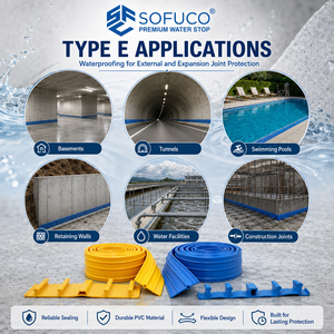 Reduce Future Repair Cost in UAE Basement Projects with Sofuco <b>PVC</b> Waterstop 200mm Flexible <b>PVC</b> <b>Strip</b> for Concrete Joint Sealing - Product Image 6