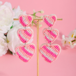 Pendientes de Corazón con Cuentas y Pedrería para Novia, Pendientes Colgantes para Mujer, para Bodas y Fiestas, por MD HANDICRAFTS - Product Image 3