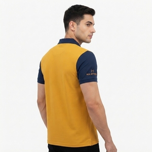 เสื้อโปโลชายสีเหลืองกรมท่า แขนสั้น สำหรับกอล์ฟ กีฬา ชุดทำงาน รับผลิตแบบ OEM ODM ขายส่ง - Product Image 4
