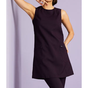 Tunique décontractée pour femme, haut de salon de beauté, chemise uniforme à manches courtes pour thérapeute de spa, chemisier de travail boutonné tissé pour coiffeuse et massothérapeute - Product Image 5