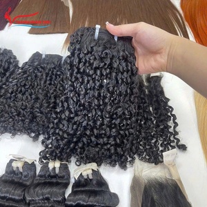 Super sale Black Steam Pixie Curly Raw Hair Bundle Weft Hair Extensions No Shedding No <b>Tangles</b> - Product Image 2