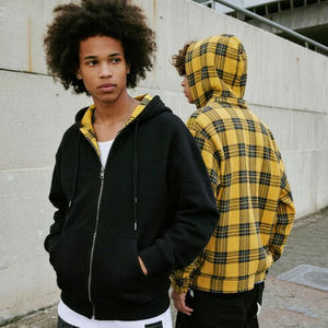 เสื้อแจ็คเก็ตสตรีทแวร์ Y2K แบบสองด้าน ซิปสั่งทำพิเศษ ลายสก็อต ทรงบ็อกซี่ หนานุ่ม ลายทางสองชั้น ผ้าฟลานเนลแบบกลับด้านได้ พร้อมฮู้ด - Product Image 6