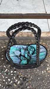 Sac fourre-tout vintage en paille, best-seller indonésien, avec panneaux brodés bleus, ouverture supérieure, usage quotidien, doublure en polyester, pour femme - Product Image 3
