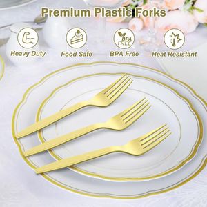 Paquete de 360 Tenedores Desechables de Plástico Dorado Extra Resistentes, Libres de BPA, Resistentes al Calor, Sólidos y Duraderos, Empaquetados a Granel - Product Image 2
