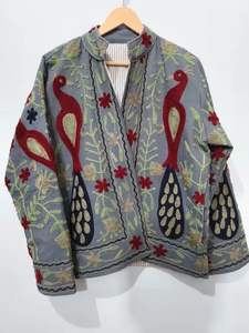 Floral Embroidered Suzani Vintage <b>Velvet</b> Cotton Filled Reversible <b>Womens</b> Bomber <b>Jacket</b> Autumn/Winter/Summer OEM Wholesale Gift - Product Image 4
