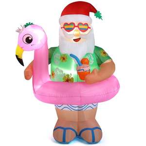 5.9 FT illuminato Babbo Natale per natale divertente gonfiabile hawaiana all'aperto decorazione cortile luci LED incorporate per decorazioni di festa - Product Image 3