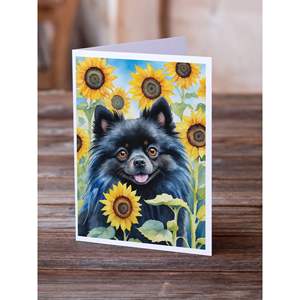 การ์ด A7แปลกๆขนาด5x7กระดาษโน๊ตเปล่าปอมเมอเรเนียนในดอกทานตะวันแพ็คการ์ดอวยพร8ใบพร้อมซองจดหมาย - Product Image 2