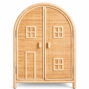 Armoire en rotin en forme de maison charmante, faite à la main, meubles de chambre d'enfant, inspirée des contes de fées, armoire en osier en forme de maison - Product Image 3