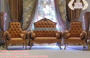 Ensemble canapé de scène de mariage moderne thème romain ensemble de canapé en argent royal pour la scène de mariage ensemble de canapé de mariage luxueux pour la mariée et le marié - Product Image 5