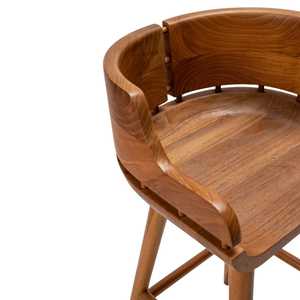 Modern Solid Wood Bar <b>Stool</b> Wooden Counter Chair Curved Back Kitchen Bar Chair Cafe <b>Dining</b> <b>Stool</b> - Product Image 3