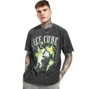 T-shirt streetwear T-shirt premium personnalisé 100% coton impression lavage à l'acide t-shirt pour hommes - Product Image 1