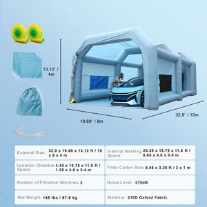 Cabina di Verniciatura Gonfiabile ad Alta Potenza 33x20x13ft con Soffiatori 950W+1100W, Tenda Spray Booth per Verniciatura Auto, Potente Cabina Spray AI - Product Image 5