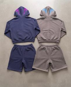 Ensemble de survêtement à capuche pour filles, imprimé lettres 'In Heaven', sweat-shirt et pantalon en coton à manches longues, coupe décontractée, rose et noir, pour l'automne - Product Image 4