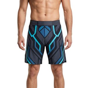 Shorts de MMA con Patrón Tribal Rojo Carbón, Costuras Reforzadas, Shorts de Entrenamiento Resistentes para Hombre, Shorts de Fitness MMA - Product Image 4