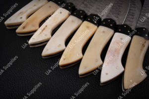 Cuchillo de carne ergonómico de acero de Damasco 15N20, forjado, con mango de hueso de camello, hoja de 4.5 pulgadas, diseño moderno para cocina y exteriores - Product Image 4