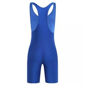Débardeur de lutte bleu pour homme avec bande latérale noire, séchage rapide, coupe classique, en Spandex et Polyester, pour adulte, toutes saisons - Product Image 4