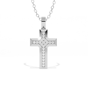 Colgante de Cruz Chapado en Oro de 18K con Diamantes Cultivados en Laboratorio Aarinya, con Diamantes Redondos de Corte Brillante, Joyería Unisex para Bodas y Fiestas - Product Image 6