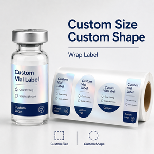 Étiquettes personnalisées en rouleau holographiques argentées pour flacons, autocollants imperméables avec logo personnalisé pour flacons en verre de 10 ml pour sérum - Product Image 5