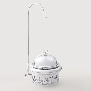 Plat à chafing de luxe en argent avec motif ajouré arabe et poignée suspendue pour buffet et traiteur - Product Image 2
