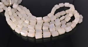 ลูกปัดมูนสโตนสีขาวทรงเหลี่ยมไม่สม่ำเสมอขนาด 9x13 มม. ลูกปัดพลอยมูนสโตนทรงเหลี่ยมขนาด 8 นิ้ว - Product Image 4