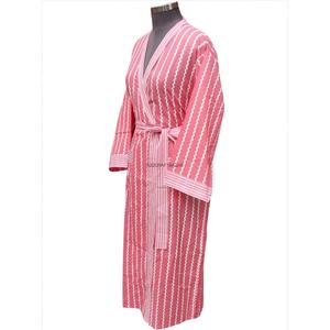Robe kimono plissée pour femme en coton 100% personnalisée, robe de nuit respirante unie, pyjama, peignoir pour femme - Product Image 2