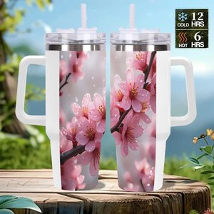 Vaso Térmico de Acero Inoxidable de 40 oz con Diseño de Flor de Cerezo para Uso en Exteriores - Product Image 2