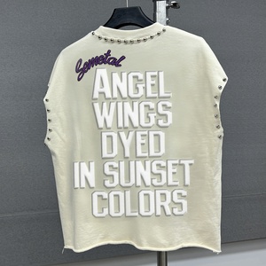 Customized Cotton Puff Printing <b>Rhinestone</b> Tank <b>Top</b> Streetwear Sleeveless T Shirt Designer Graphic Men's Oversized T-Shirts - Product Image 2