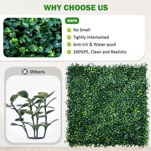 Boxwood Panels 20\"x20\" Grass Wall Decor 20pcs Sun-Safe Artificial Plant Wall Backdrop Privacy Screen Green Wall Decor - Product Image 3