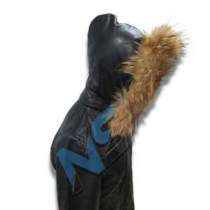 Nabtay Sports Luxury Women's Lightweight Black Cow Leather Biker Jacket Real Natural Fur Collar Stand-Up Neck <b>Zipper</b> Autumn - Product Image 3