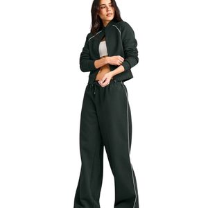 Women's Dark Green Long Sleeve Jacket High Neck Fitted Activewear Gym Workout Sports <b>Top</b> Slim Fit Athletic Jacket Custom OEM - Product Image 3