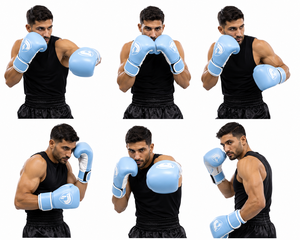 Guantes de Boxeo Profesionales Portátiles Dumela International, Color Azul Cielo y Blanco, Cuero Genuino, Personalizados, de Alta Calidad para Entrenamiento - Product Image 3