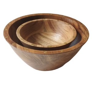 Tazón de Madera de Mango Sólida de 8, 10, 11, 12 y 14 Pulgadas, Hecho en India con la Mejor Calidad, Color Marrón Elegante, Venta al por Mayor - Product Image 1