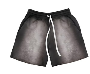 กางเกงขาสั้นผู้ชายผ้าโพลีเอสเตอร์คอตตอนสไตล์วินเทจฟอกสีแบบแอซิดวอช แต่งลายปักแบบดิสเทรส ซันเฟด สตรีทแวร์ลำลอง - Product Image 2