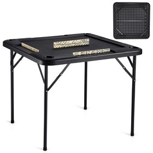 Tavolo da Mahjong Quadrato Portatile per 4 Giocatori con 4 Portabicchieri e 4 Vassoi Porta Chip, Pieghevole, per Giochi di Carte da Interno, 1 Set - Product Image 2